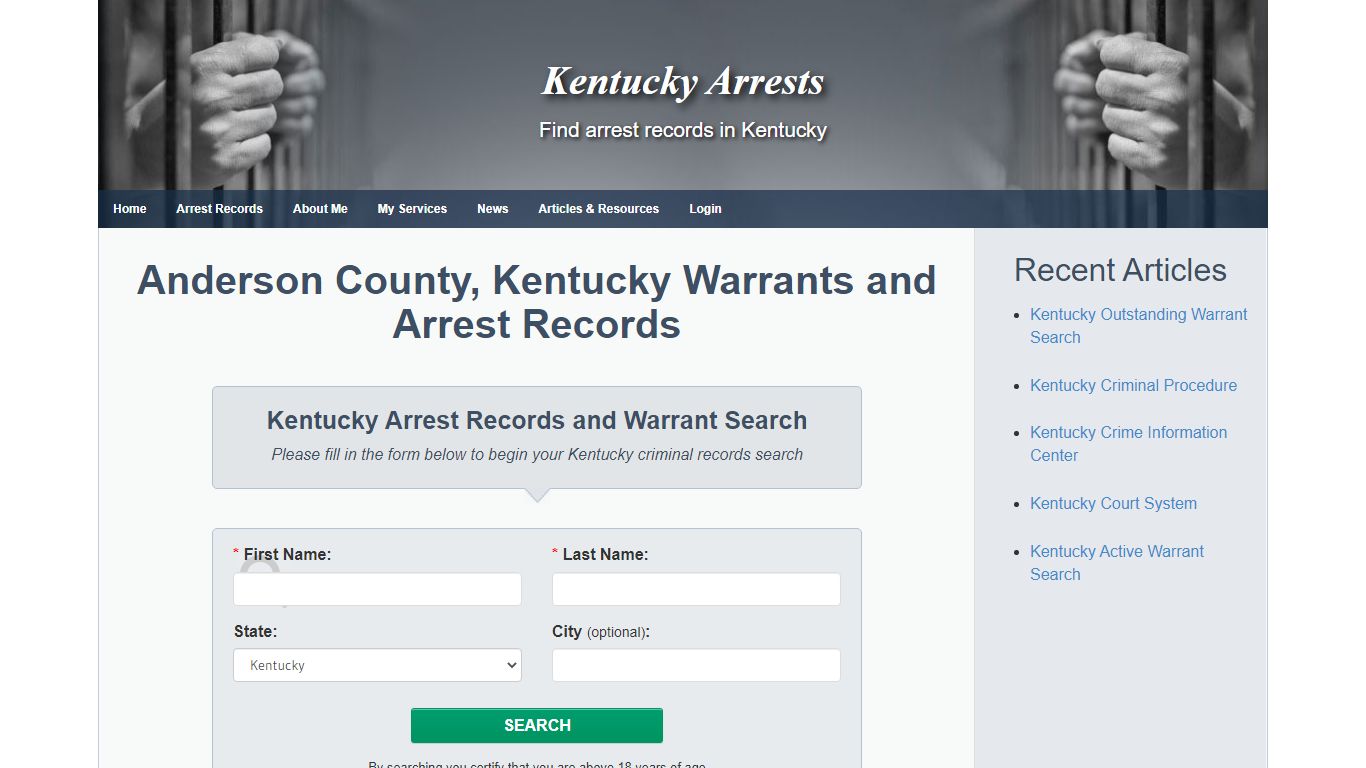 Anderson County, Kentucky Warrants and Arrest Records